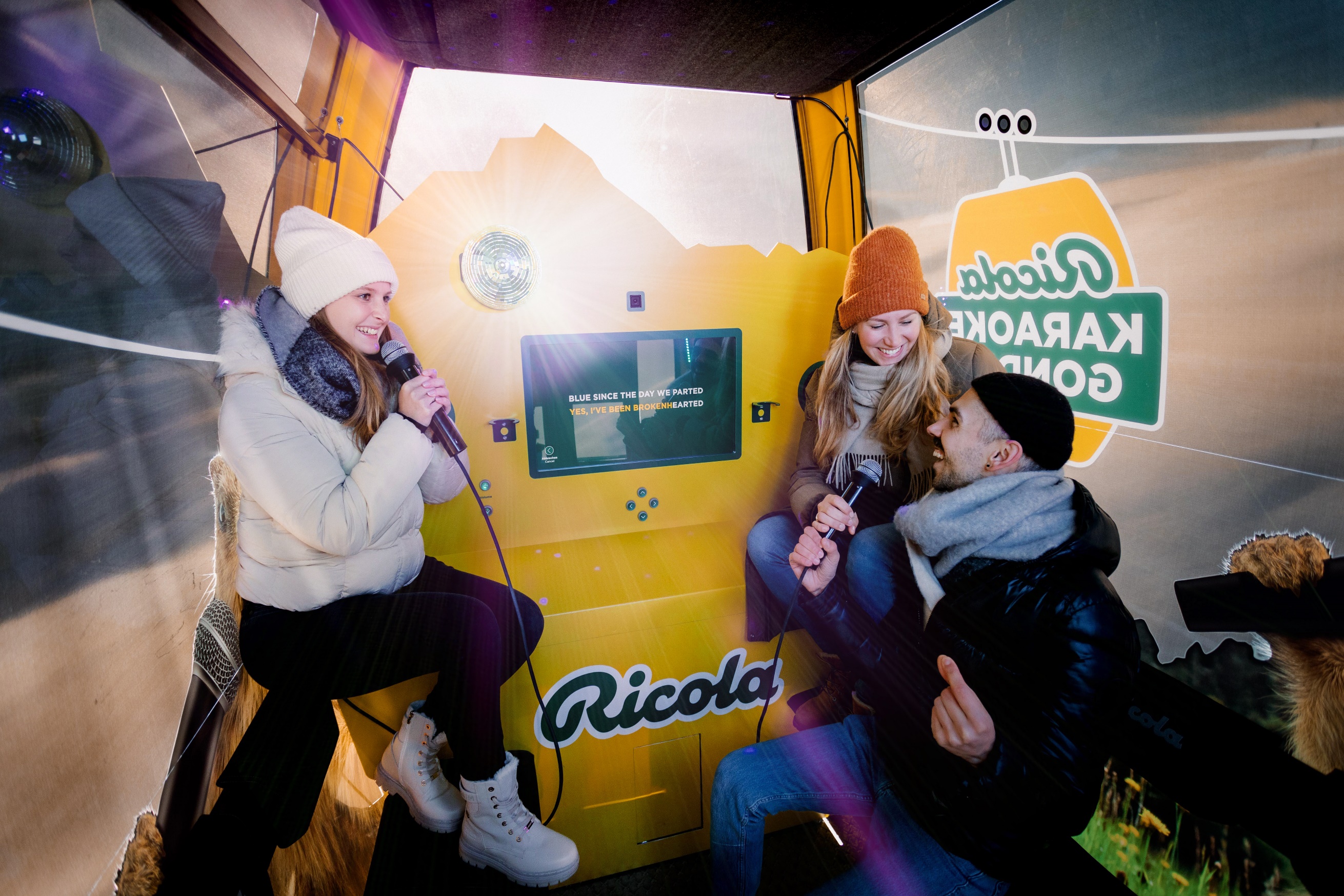 Ricola Karaoke Gondola in Grindelwald/Switzerland, Inside view, may be used for media purposes