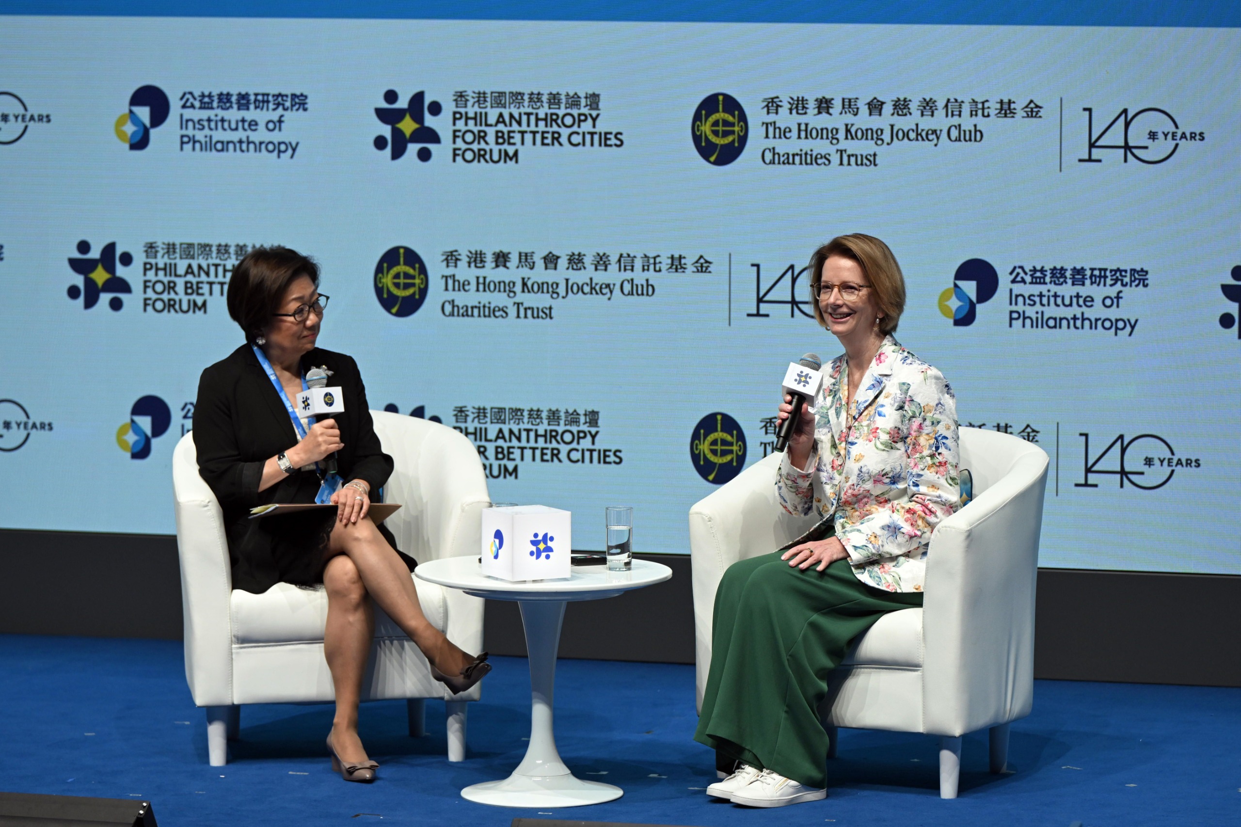 Moderated by Laura M. Cha, Trustee of the Rockefeller Foundation, Former Chairman of Hong Kong Exchanges and Clearing Ltd (left), Julia Gillard, Chair of the Wellcome Trust, Chair of the Global Institute for Women’s Leadership and former Prime Minister of Australia, (right) delivered the opening keynote: “East is East and West is West: how does philanthropy differ and how can we best work together?”