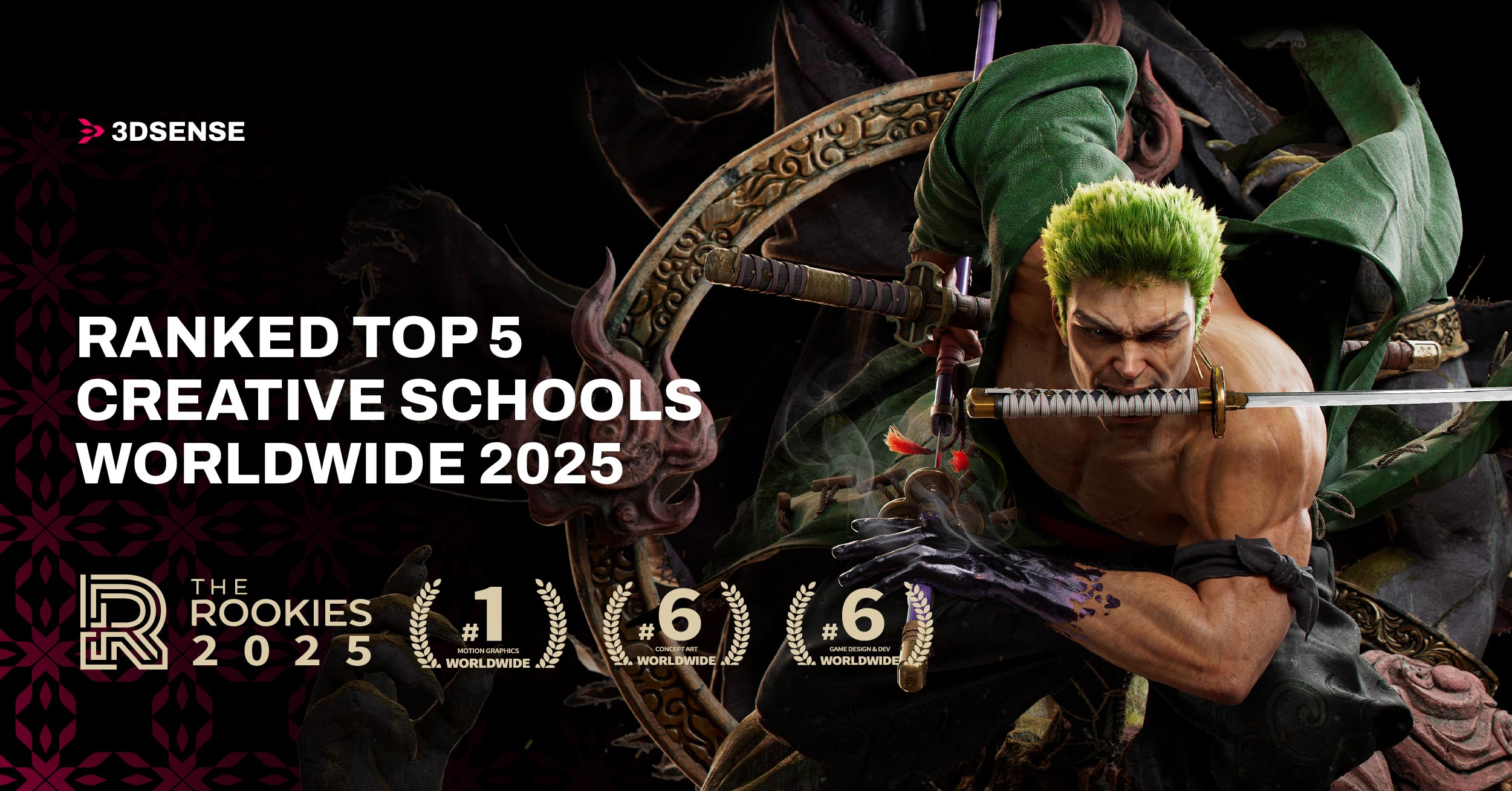 3dsense Media School ranked Top 5 Creative Schools by The Rookies 2025