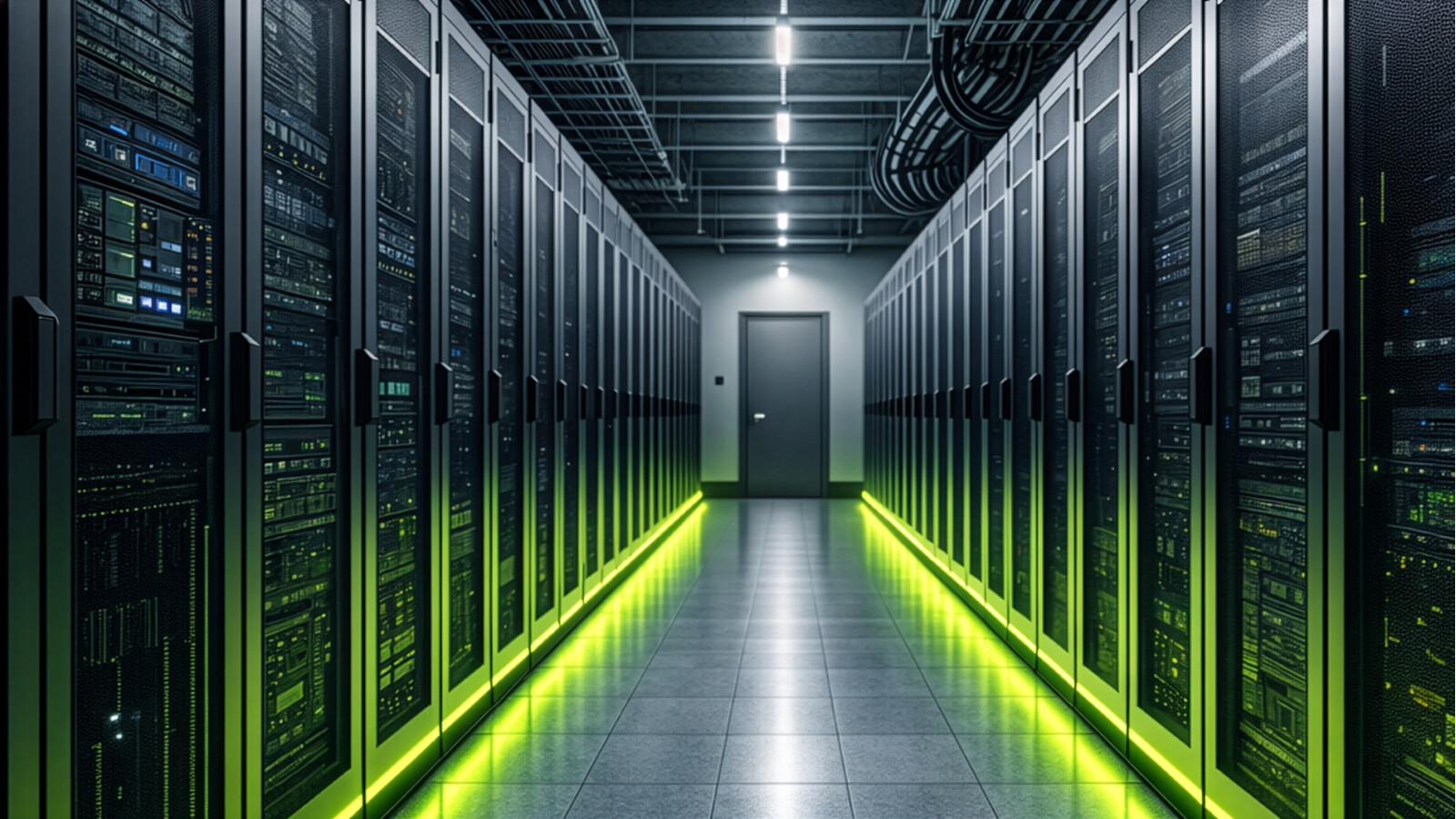 Inside a data center infrastructure/ AI-generated image